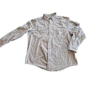 Cabela's Men's Long Sleeve Plaid Shirt Gray XL Nylon Polyester Lightweight
